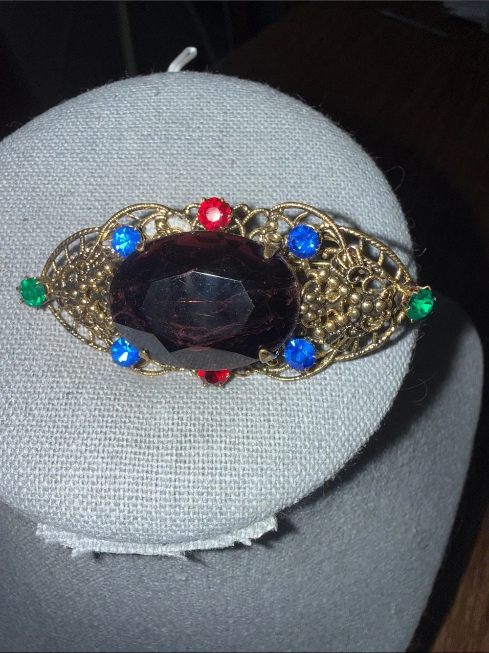 Vintage-Style Multicolor Gem Filigree Brooch - Unbranded